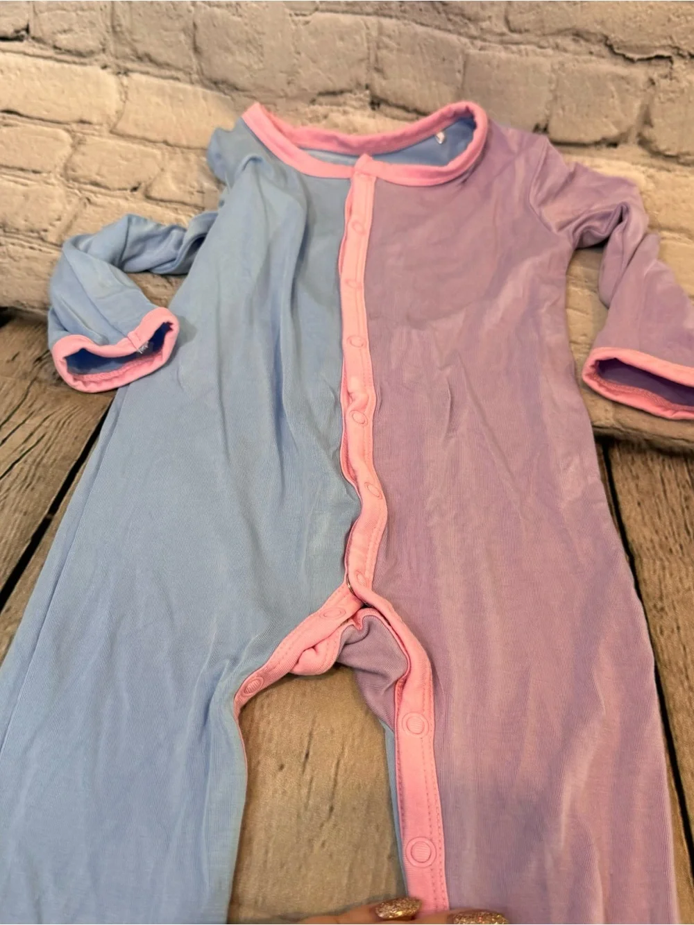 Bubble Baby Color Block Bamboo Snap Romper